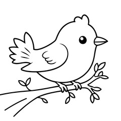 Simple vector illustration of Bird drawing for toddlers book