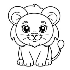 Vector illustration of a cute Lion drawing for kids page