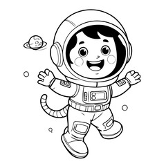 Vector illustration of a cute astronaut doodle for children worksheet