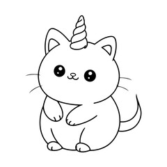 Simple vector illustration of Caticorn drawing for toddlers coloring activity