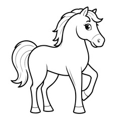 Cute vector illustration Horse doodle colouring activity for kids