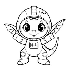 Cute vector illustration dragon for toddlers colouring page