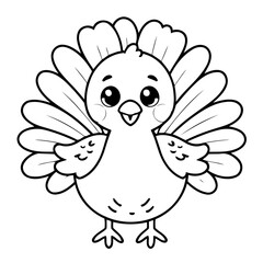 Cute vector illustration Turkey drawing for toddlers coloring activity