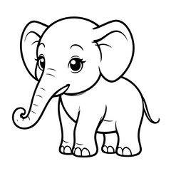 Fototapeta premium Cute vector illustration Elephant doodle for toddlers coloring activity