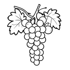 Vector illustration of a cute Grapes drawing for toddlers coloring activity