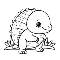 Vector illustration of a cute Armadillo doodle for kids colouring page