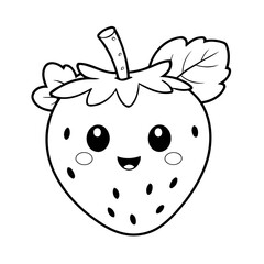 Cute vector illustration strawberry doodle for toddlers coloring activity