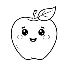 Simple vector illustration of Apple drawing for children page