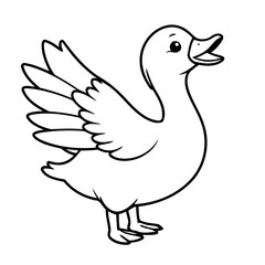 Simple vector illustration of Goose drawing for kids page
