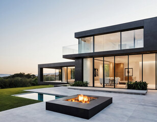 modern luxury house with garden exterior