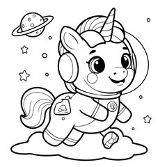 Vector illustration of a cute Unicorn doodle for kids coloring worksheet