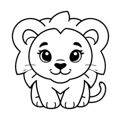 Vector illustration of a cute Lion drawing for colouring page