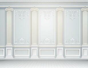 Weiße Innenarchitektur - Schöner Raum mit hohen Decken und schöner Wand