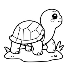 Vector illustration of a cute Turtle doodle colouring activity for kids
