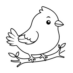 Simple vector illustration of Bird drawing for kids colouring page