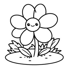 Vector illustration of a cute Flower doodle for toddlers worksheet