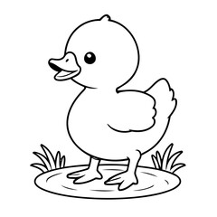 Simple vector illustration of Duck drawing for kids page