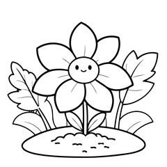 Vector illustration of a cute Flower doodle for kids coloring worksheet