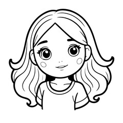 Cute vector illustration girl drawing for toddlers book