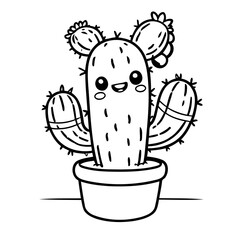 Vector illustration of a cute cactus drawing colouring activity