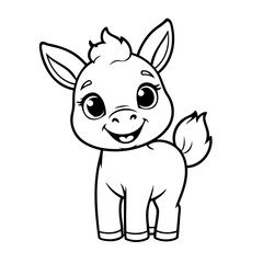 Cute vector illustration Donkey for kids colouring page