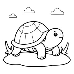 Cute vector illustration Turtle hand drawn for kids coloring page