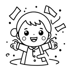 Vector illustration of a cute confetti drawing for toddlers coloring activity