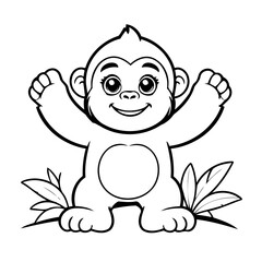 Cute vector illustration Gorilla doodle for toddlers worksheet