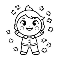 Cute vector illustration confetti doodle for toddlers colouring page