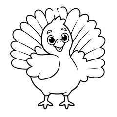 Vector illustration of a cute Turkey drawing colouring activity