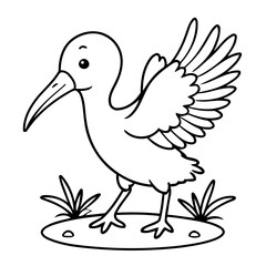Cute vector illustration Ibis doodle for kids coloring worksheet