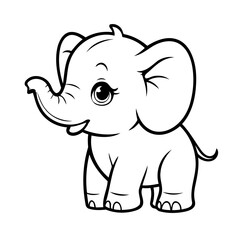 Cute vector illustration Elephant drawing for kids colouring activity