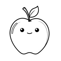 Simple vector illustration of Apple for kids coloring page
