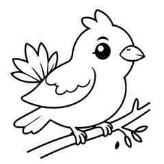 Simple vector illustration of Bird drawing for toddlers book