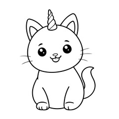 Simple vector illustration of caticorn drawing for kids page