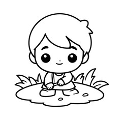 Cute vector illustration island doodle colouring activity for kids