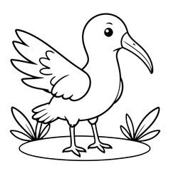 Vector illustration of a cute Ibis doodle for children worksheet