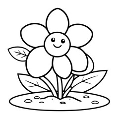 Vector illustration of a cute Flower doodle for toddlers worksheet