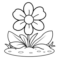 Obraz premium Cute vector illustration Flower hand drawn for kids page