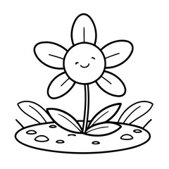 Simple vector illustration of Flower drawing for kids page