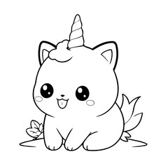 Simple vector illustration of Caticorn drawing for toddlers book