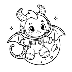 Simple vector illustration of dragon drawing for toddlers book