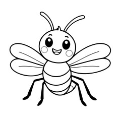 Cute vector illustration Insect doodle colouring activity for kids
