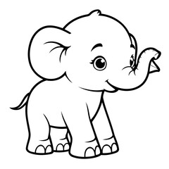Cute vector illustration Elephant for children colouring activity