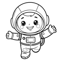 Cute vector illustration astronaut drawing colouring activity