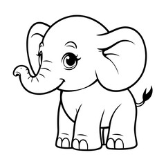 Cute vector illustration Elephant doodle for kids colouring page