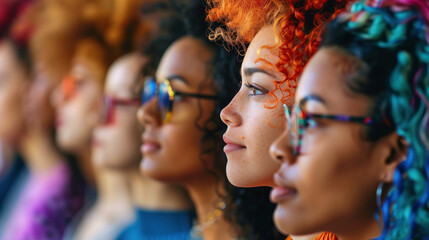 Group of Women With Colorful Hair and Glasses