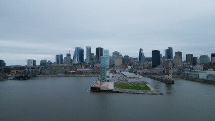 Fototapeta premium Beautiful Skyline of Montreal Canada from above aerial view - travel photography by drone