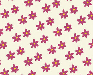 Minimalist dark magenta flowers in a basic pattern