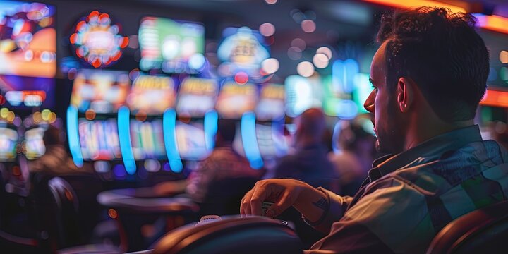 Sports betting and casino gambling concept with interior of a casino resort